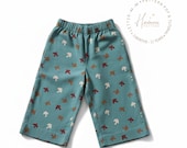 Sewing pattern wide leg pants for kids, loose fit pants for babies with elastic waistband. Includes projector file, 3 months - 11 years.