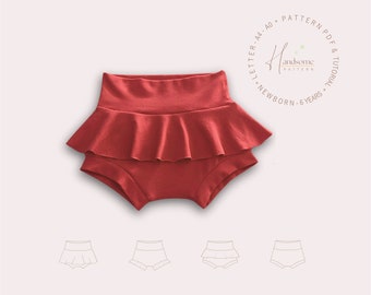 Baby skirted bummies pattern. Sewing pattern PDF, easy skirted bummies