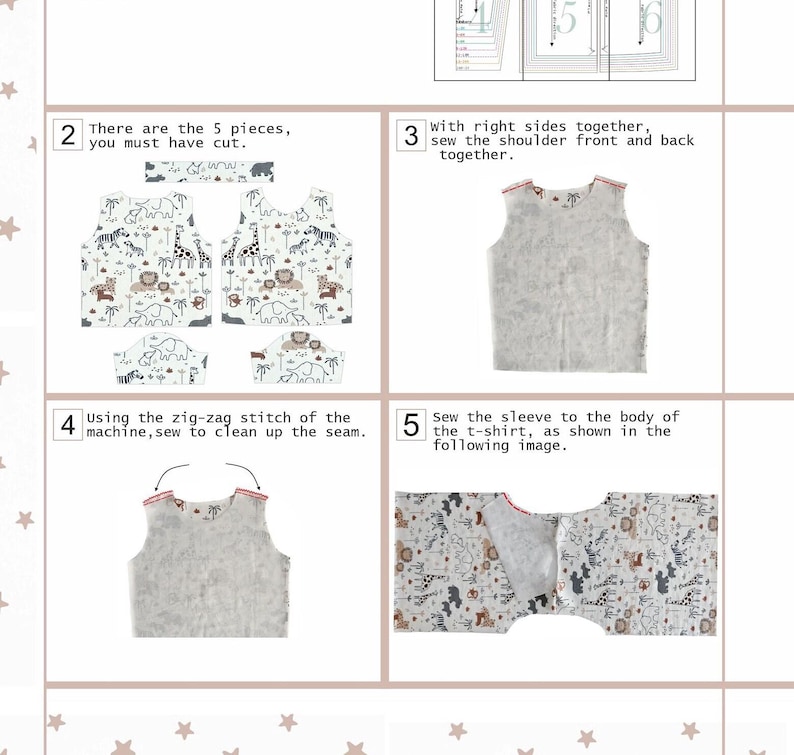 T-shirt pattern, baby shirt pattern PDF, toodler short sleeve t-shirt pattern, newborn long sleeve t-shirt pattern, easy top t-shirt pattern image 4