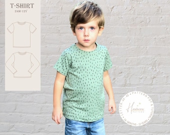 T-shirt pattern, children's shirt pattern (PDF), short-sleeved T-shirt pattern for kids, long-sleeved T-shirt pattern, easy T-shirt pattern.