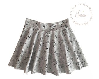 Girls Circle Skirt Sewing Pattern PDF, Sizes 12 months to 11 years