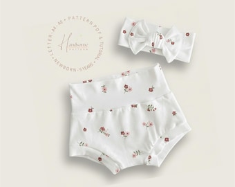 Baby bummies pattern, baby headband pattern, bummies sewing pattern in PDF, toddlers blommers pattern, easy bummies patterns for childrens.