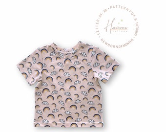 Baby t-shirt pattern PDF, baby button down t-shirt patterns pdf, long and short sleeve  t-shirt, babies tee pattern,easy t-shirt pattern.