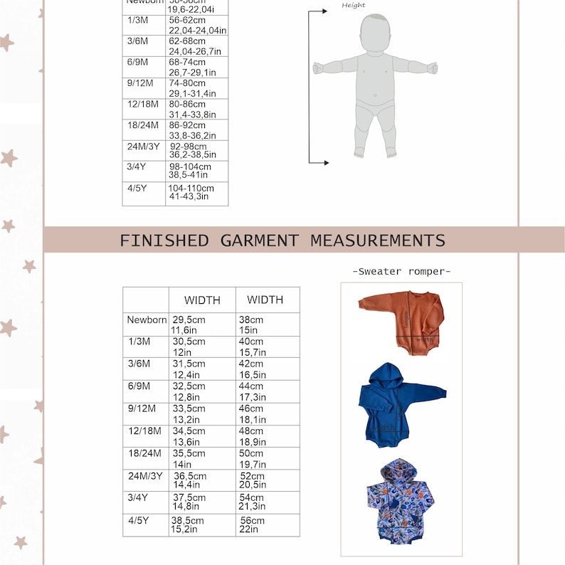 Measurements of the finished garment