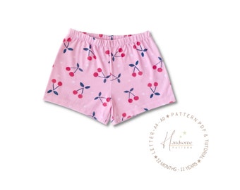 Patrón de costura de pantalones cortos para niños y bebés en PDF, patrón de pantalones cortos para niños, patrón de pantalones cortos para niñas, patrón de costura de pantalones cortos fáciles, 12 meses - 11 años