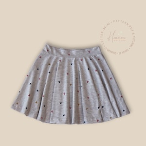Girls Flared Skirt Sewing Pattern, Knit Fabric, Sizes 12 months - 11 years (PDF Pattern)