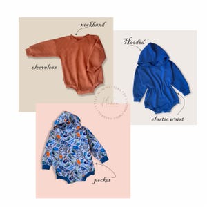 Patrón de costura PDF de suéter con capucha para bebé, patrón de bebé, patrón de suéter para niños, patrón de sudadera con capucha para niños pequeños, patrón holgado