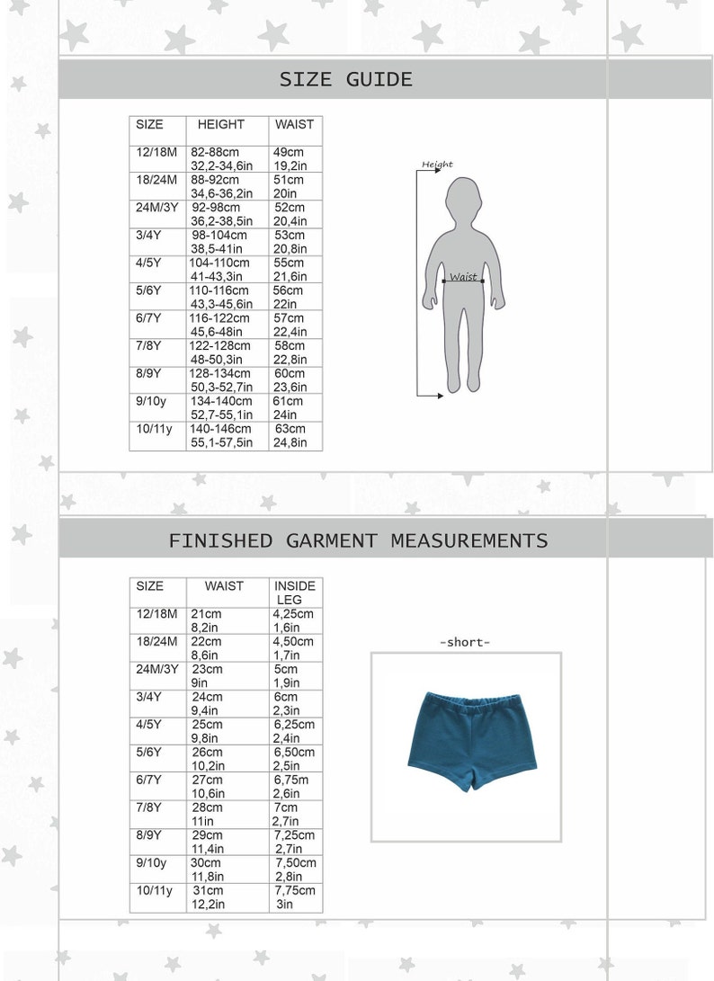 Shorts Sewing Pattern PDF Baby and Kids Shorts Sewing Pattern - Etsy
