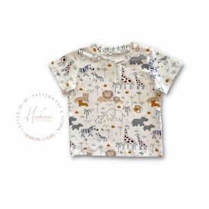 Patrón de camiseta de bebé, Patrón de costura de camiseta de recén nacido PDF, Patrón de camiseta de bebé de manga largo e corto.