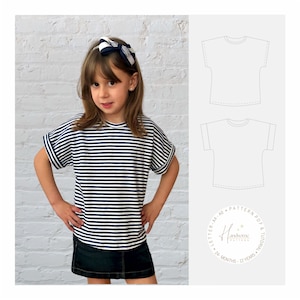 modello di maglietta per bambini, modelli di magliette facili, modello di maglietta per bambine in PDF, modelli di cucito per top per bambine, modello di maglietta semplice, maglietta a maniche corte