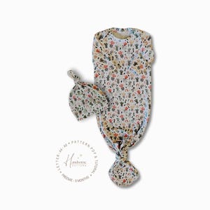 Baby Knotted gown pattern PDF, baby knotted gown set pattern, preemie hat pattern, Newborn knot  headbands pattern, preemie gown set pattern
