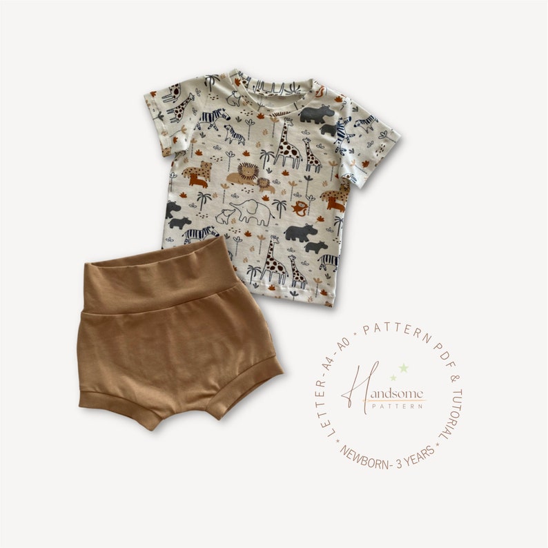 Outfit t-shirt and bummies pattern.Newborn up to 3 years.