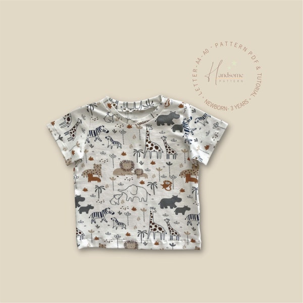 Baby t-shirt Schnittmuster, Newborn T-shirt Schnittmuster PDF, Baby lang und kurzarm T-shirt Schnittmuster, easy Shirt Schnittmuster, Newborn -3 Jahre.