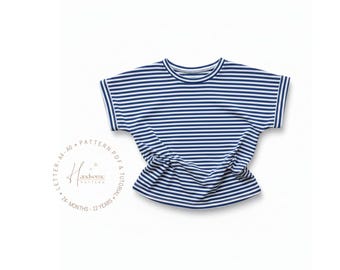 Boxy T-Shirt Sewing Pattern PDF, Kids Top, Sizes 24 Months-12 Years