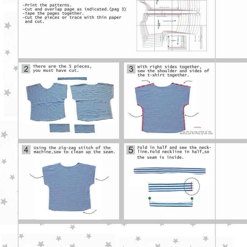 Sewing instructions t-shirt.