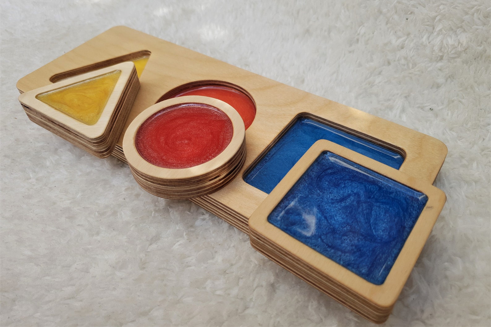 Sensory Wooden Shape Puzzle 3 shapes Etsy