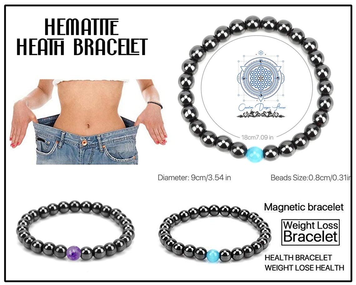 Hematite Health Bracelet Weight Loss Bracelet Gemstones Etsy