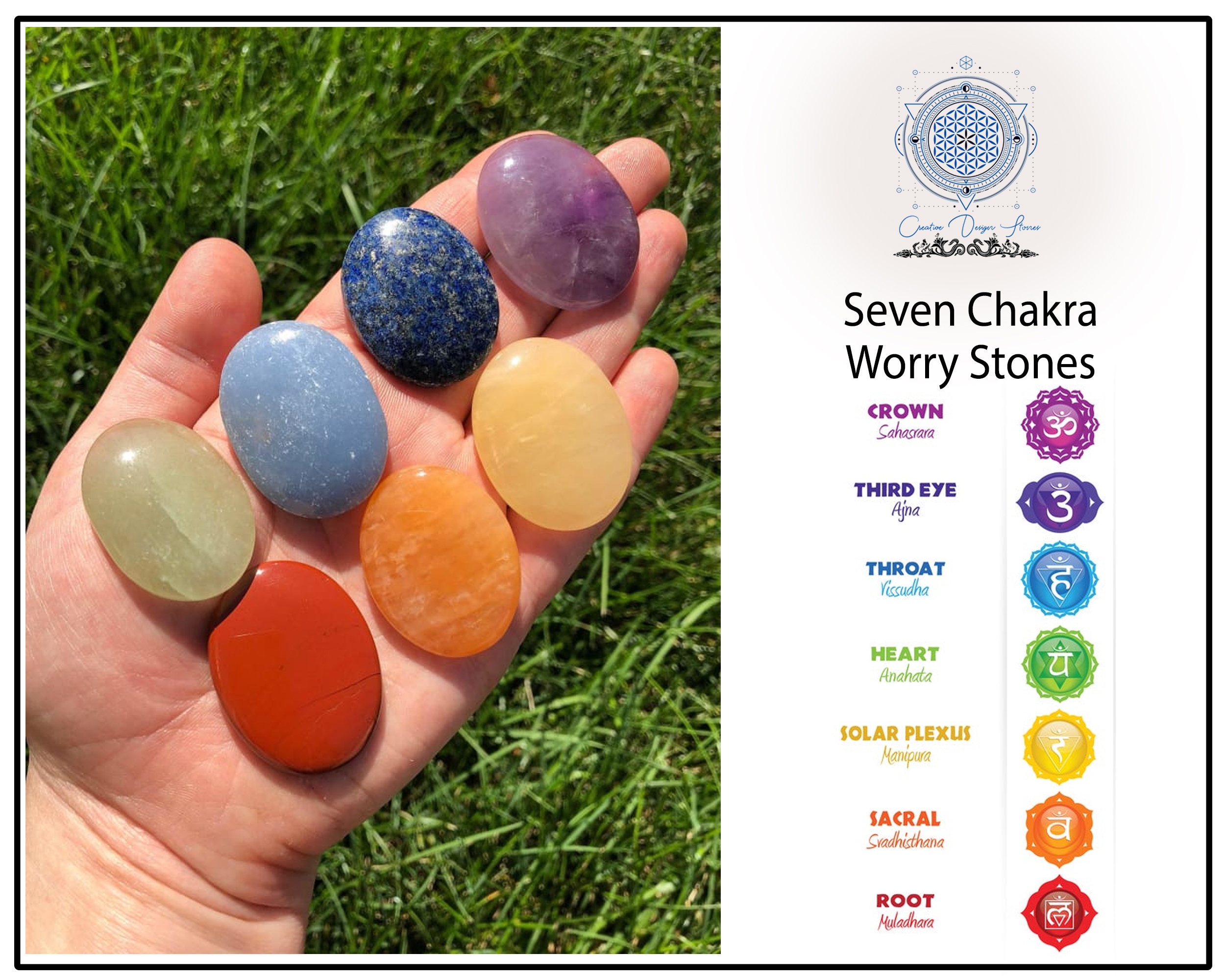 7 Chakra Palm Stones/7 Chakra Stones/Mini Worry Stones/Genuine Etsy