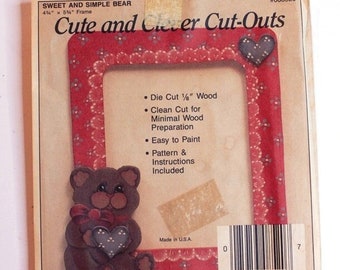 Vintage Cute and Clever Cut-Outs Sweet and Simple Bear Wood Frame #008520