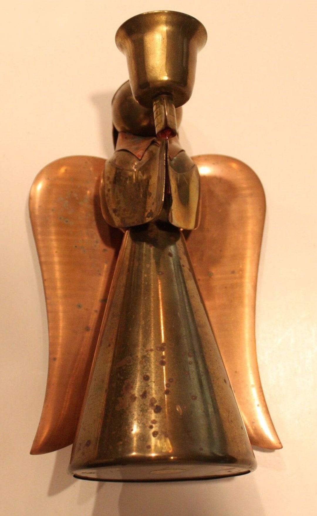 Vintage Brass & Copper Angel Candle Holder Etsy