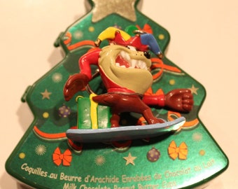 Vintage Russell Stover Warner Bros Candy Box with Taz Christmas Ornament