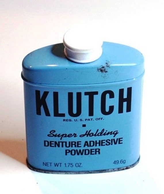 Vintage Klutch Denture Adhesive Powder Tin Etsy