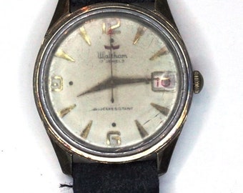 Vintage 1950s Waltham Wrist Watch 17 Jewels Swiss Stamped B-218K inside