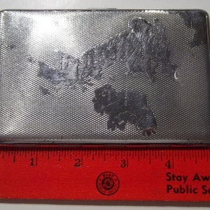 Vintage Rare HarBro Silver Cigarette Case with Map of UK