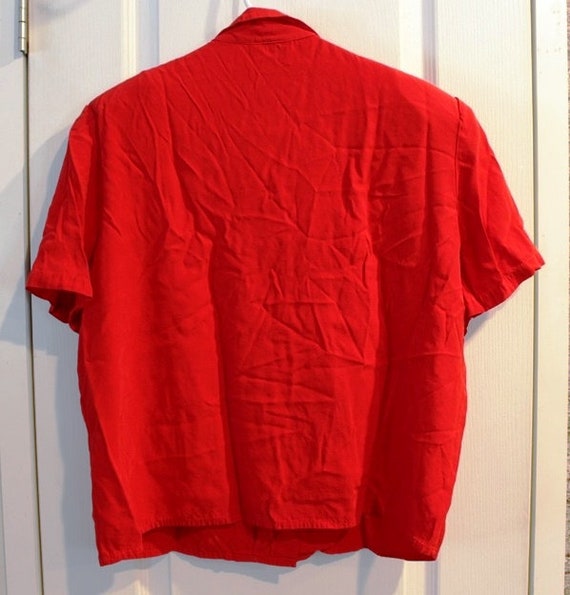 Vintage Impressions Red Blouse with Shoulder Pads - image 3