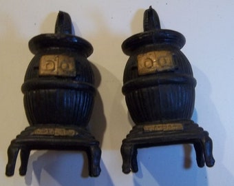 Vintage Plastic Potbelly Stove Salt & Pepper Shakers