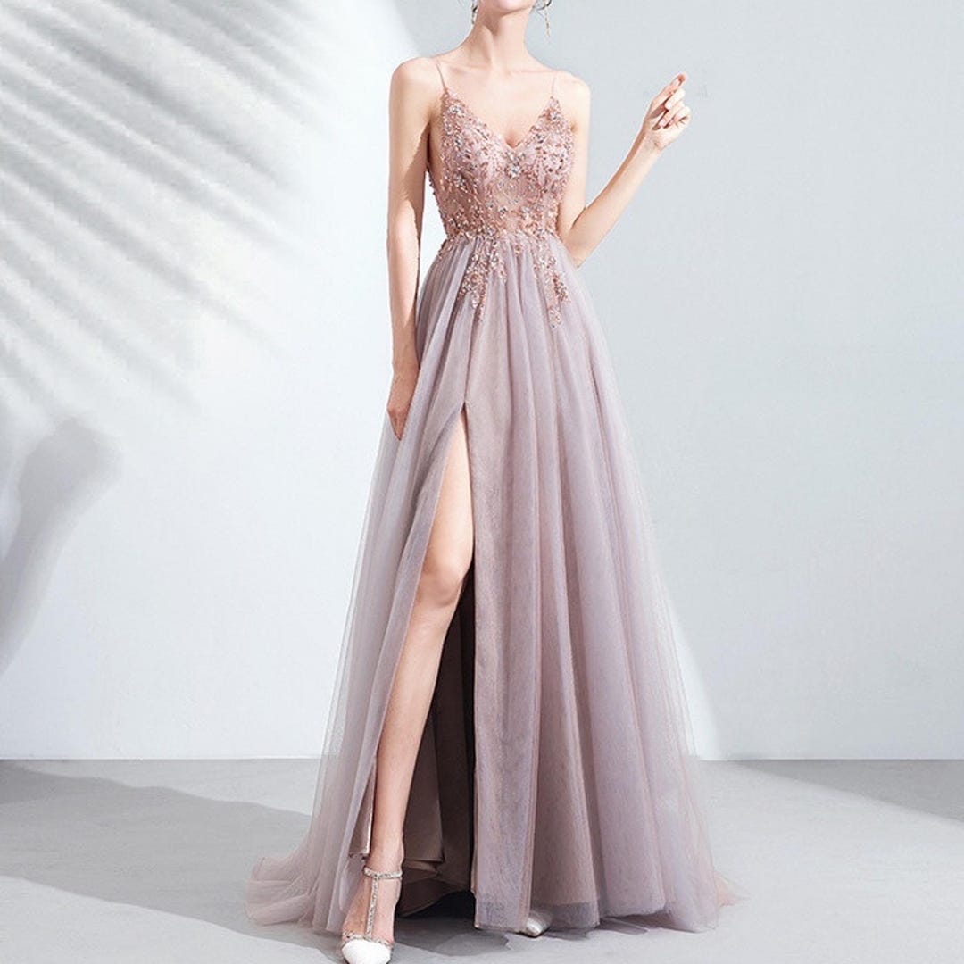 Charming Spaghetti Straps Chiffon Beaded Evening Dress,Formal Prom Dress Y8111 main image 0