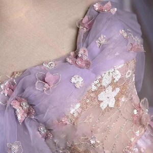 Dreamy Forest Purple Suspender Embroidered Tulle A-line Birthday Party Homecoming Dress cc4501 main image 1