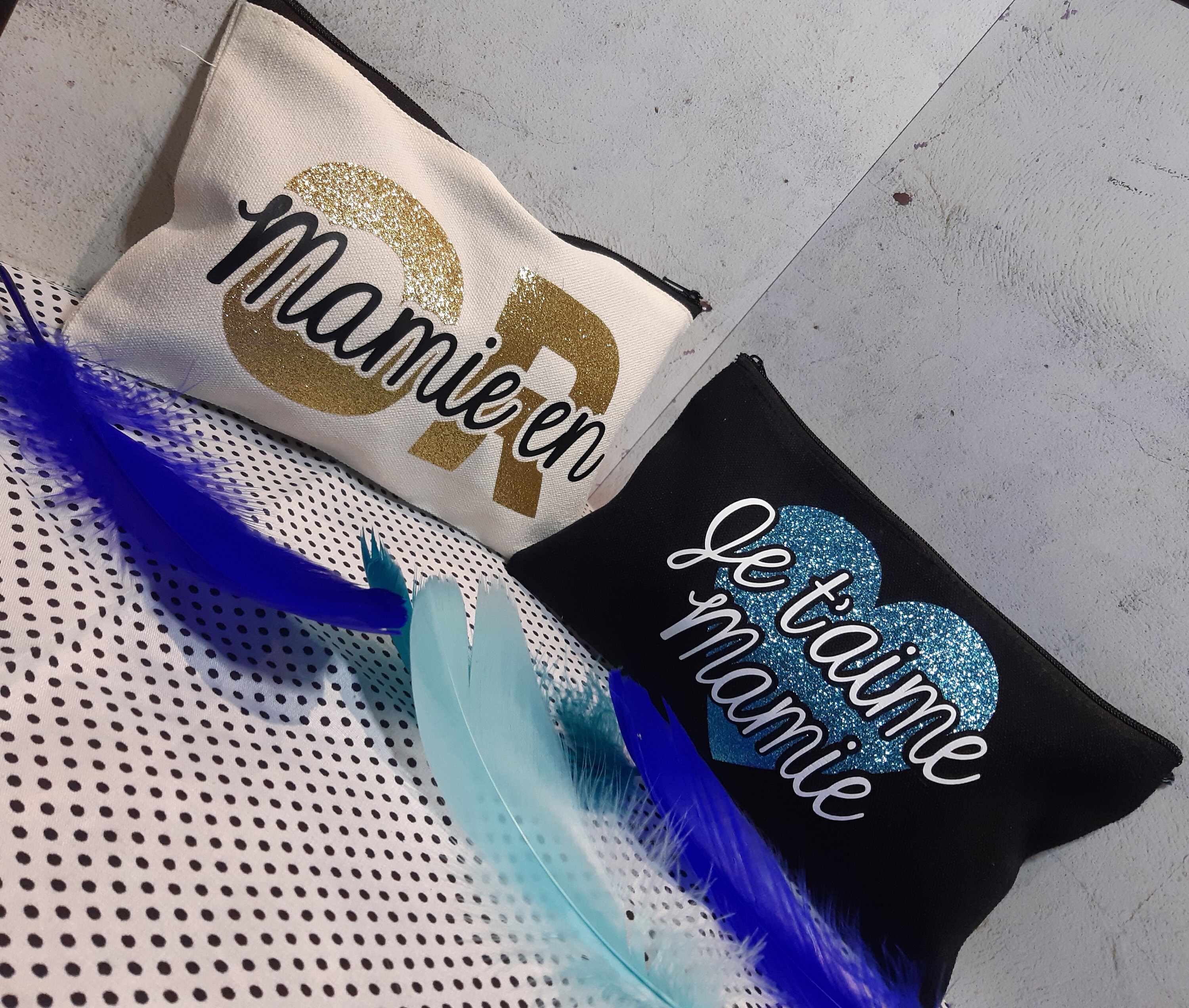 Trousse Personnalisée Mamie/Pochette Mamie en Or Cadeau Fête Des Grands Méres Trousse Coton