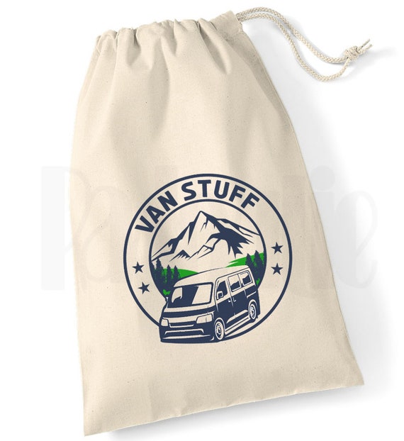 Personalised Campervan Drawstring Storage Stuff Bag- Gift for camper