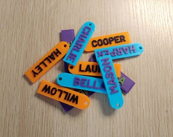 2 x Personalised 3D-Printed Multi-Colour Name Tags