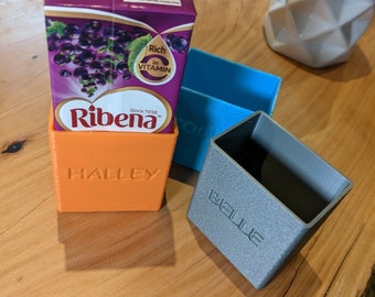3D Printed Personalised Kiddie Juice Box Holder - SqueezeStop Narrow