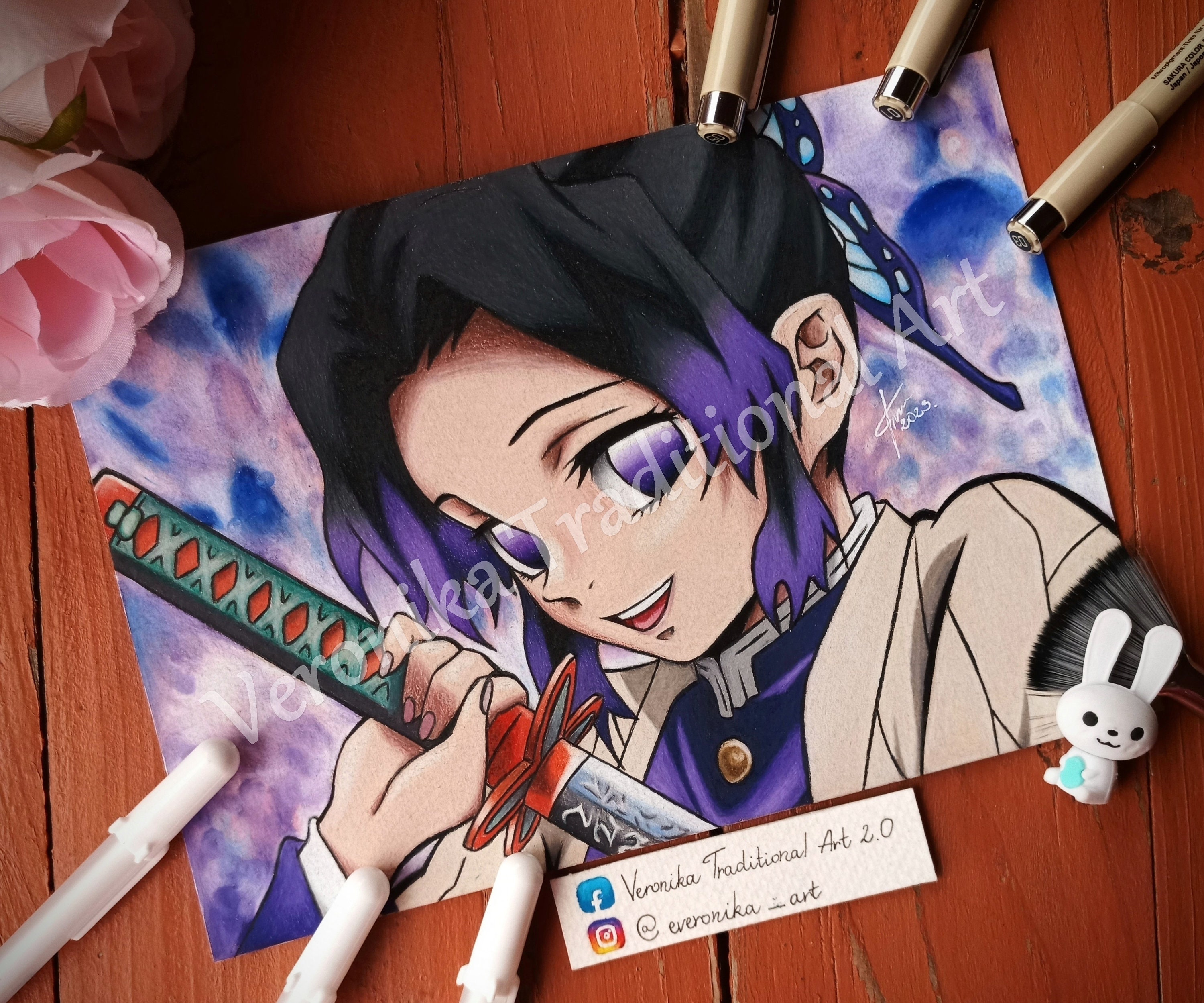 Drawing anime manga of Demon Slayer the Tokitou Muichirou using  prismacolor pencils 71  video Dailymotion