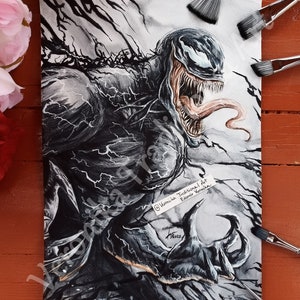 Dipinto ad acquerello che si illumina al buio come STAMPA Venomm - Fantasia, film oscuro, regalo per la sala giochi Fanart di compleanno di Natale