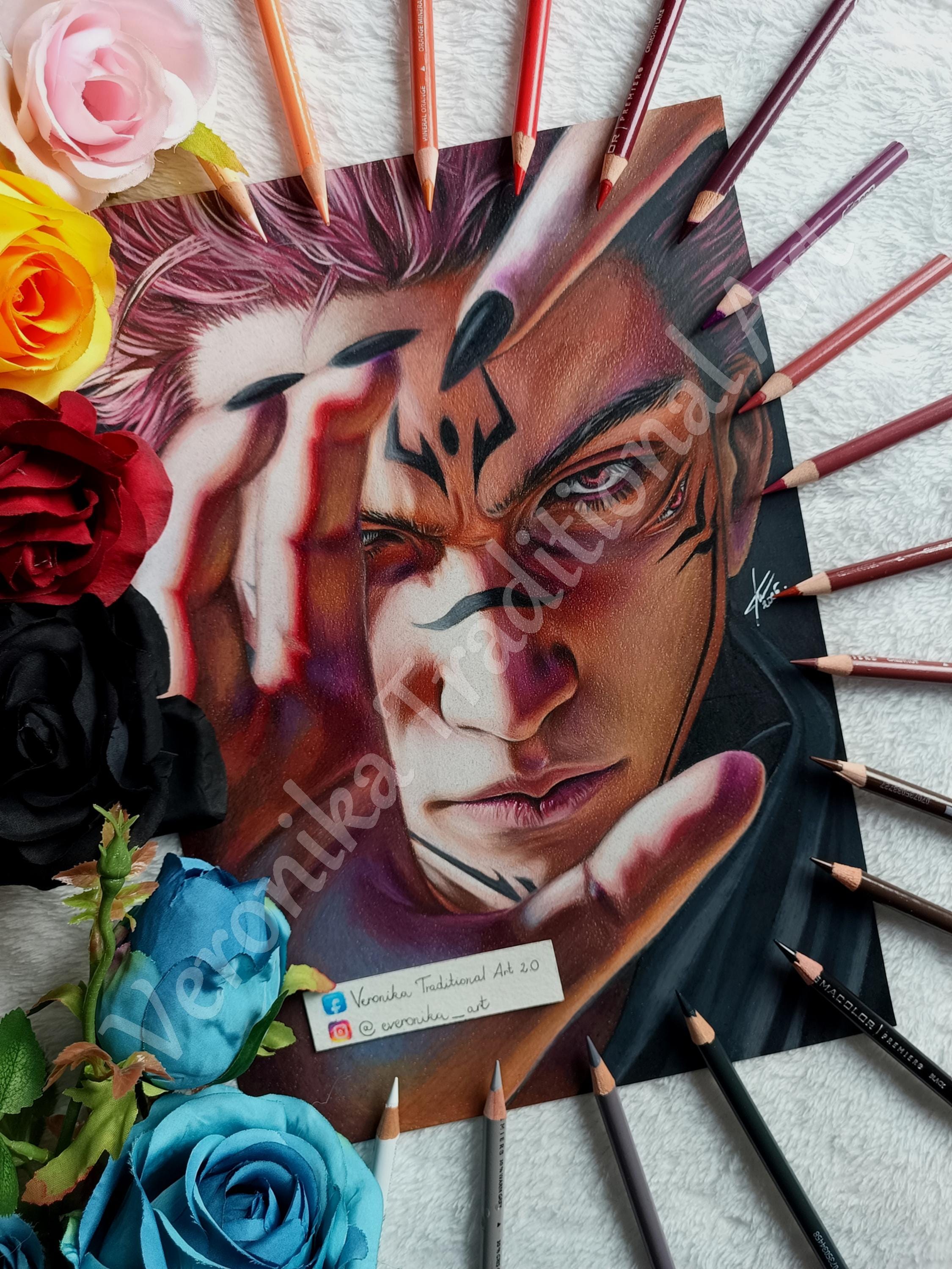 5ukuna JJK - Anime Pencil Drawing Realistic Portrait - Gift