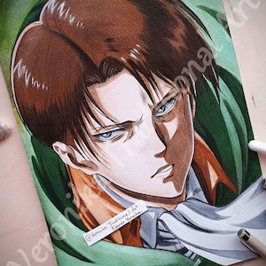 Pintura em aquarela que brilha no escuro como uma IMPRESSÃO - Presente inspirado no anime Levii para a sala de jogos Fanart de aniversário de Natal