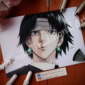Anime-Buntstiftzeichnung realistisch als DRUCK-Jäger, Spinnenführer, Chroll0-Fanart-Geschenk für Weihnachten, Geburtstag, Fanart-Spielzimmer