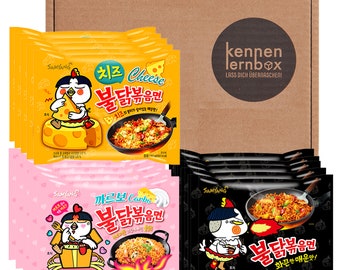 Kennenlernbox 15er Buldak Box | Samyang Hot Chicken Ramen Combo | 5er Pack Hot Chicken, 5er Pack Carbonara, 5er Pack Cheese