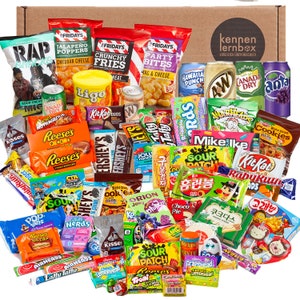 Mighty Sweet Box Kennenlernbox mit 77 beliebten Süßigkeiten aus USA und Korea Geschenkidee für besondere Anlässe wie zum Geburtstag Bild 1