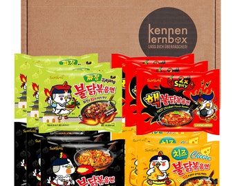 Kennismakingsbox Buldak Box | Samyang Hot Chicken Ramen MIX van 12 | Koreaanse hot chicken ramen mix van 12 om te proberen