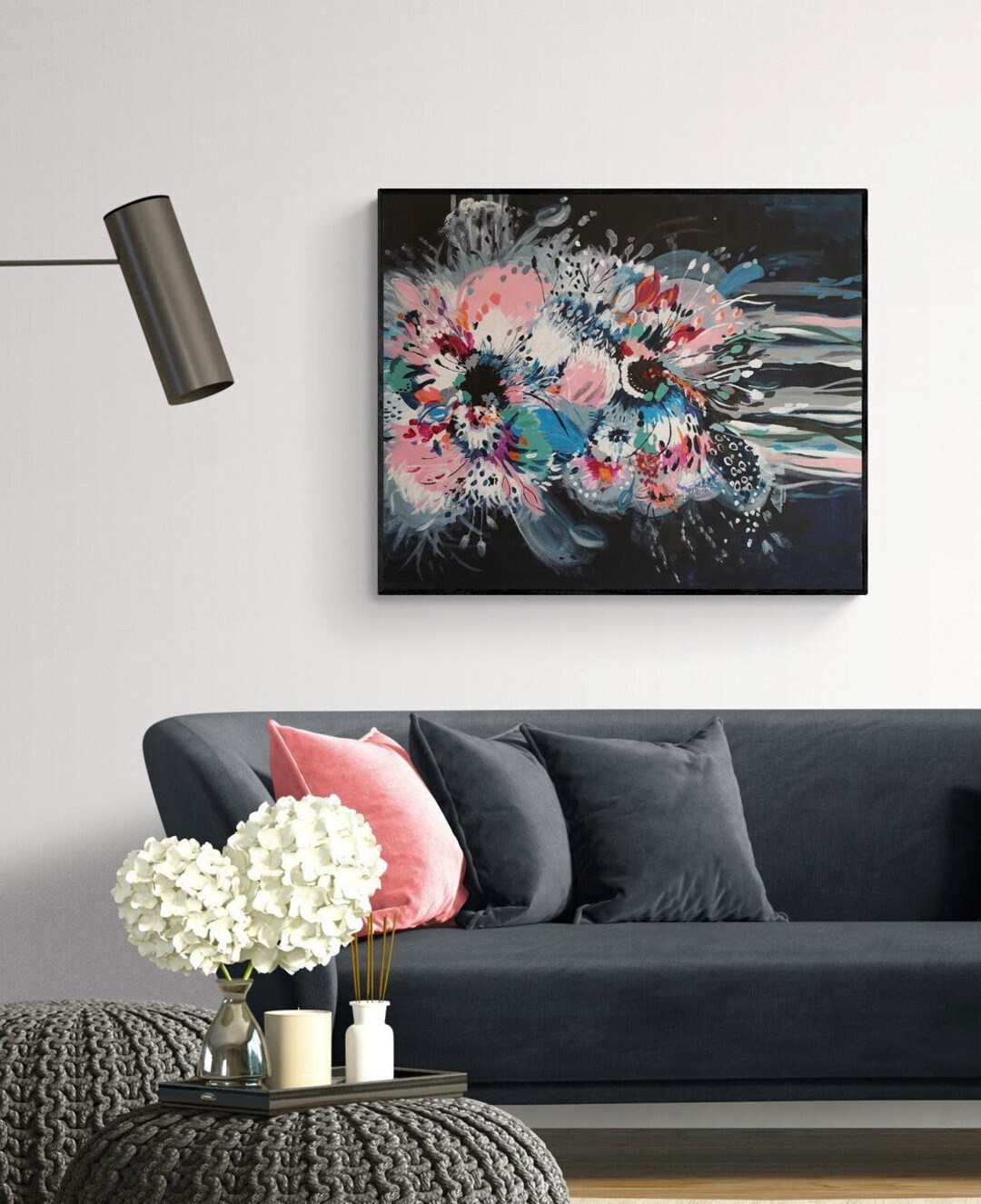 Large Abstract Floral Print on Canvas or Fine Art Paper, Flower Print ...