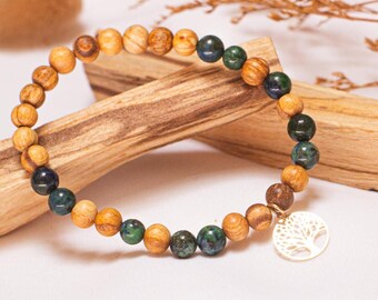 Palo Santo Bracelet • Azurite Malachite • Tree of Life • Sustainable & Certified • Spiritual • Handmade