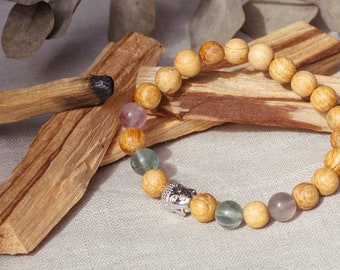 Palo Santo Perlen Armband • Buddha rosé • Fluorit • nachhaltig • spirituell