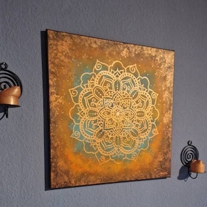 Mandala Bild Kupfer Acryl Malerei Bild 1