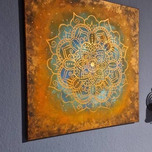 Mandala Bild Kupfer Acryl Malerei Bild 3