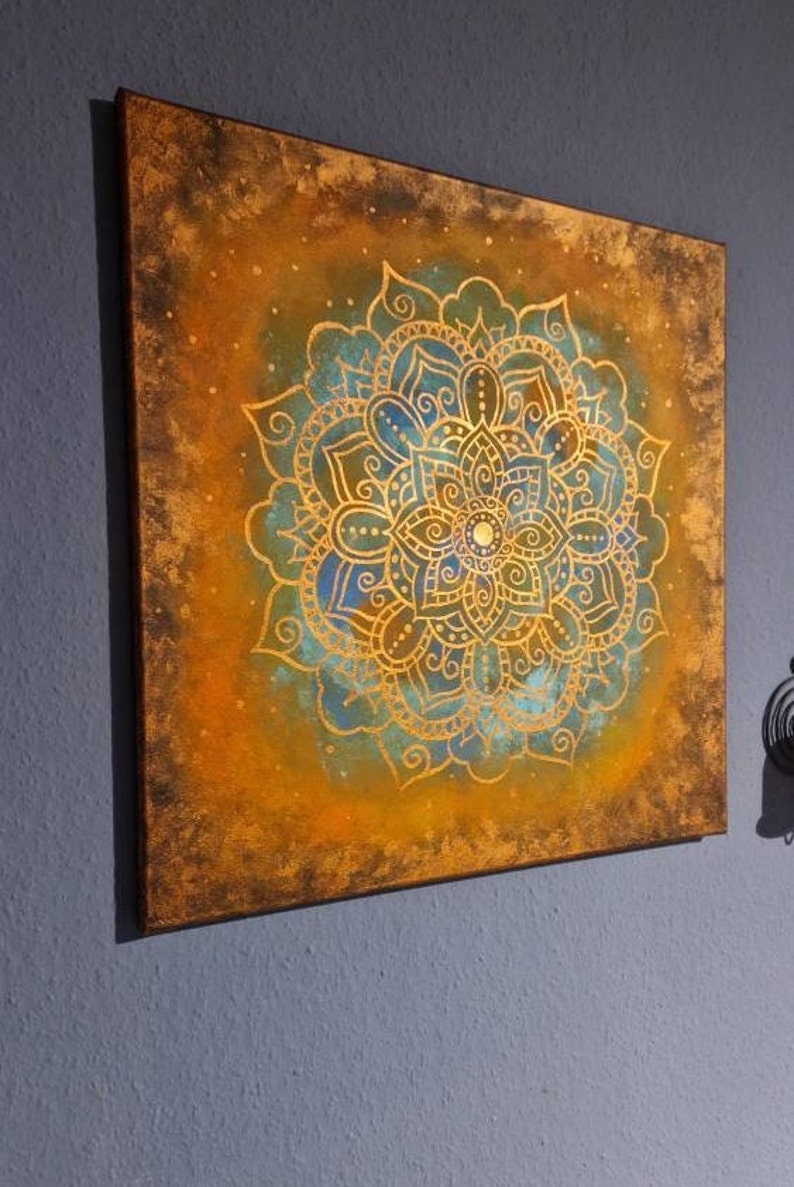 Mandala Bild Kupfer Acryl Malerei Bild 3